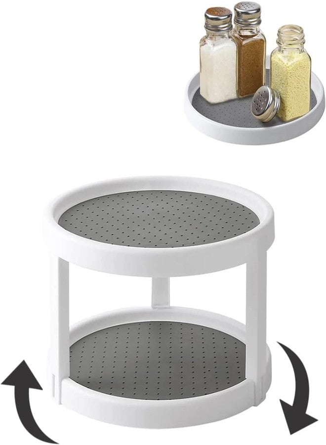 Roktry 2 Tier Turntable Cabinet Organizer, Non Skid Rotating Spice Rack 360 Degree, Spice Rack Organizer 10-Inch Turntable Organizer for Pantry Cabinet, Kitchen, Countertop, Vanity Display Stand - Image 1